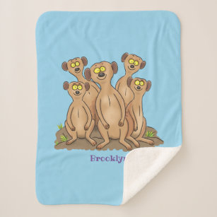 Funny meerkat family cartoon illustration  sherpa blanket
