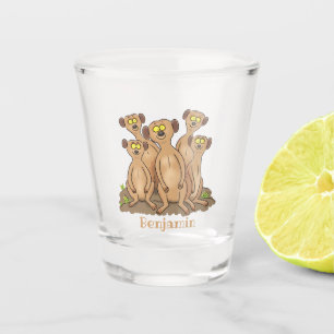 Funny meerkat family cartoon illustration shot glass