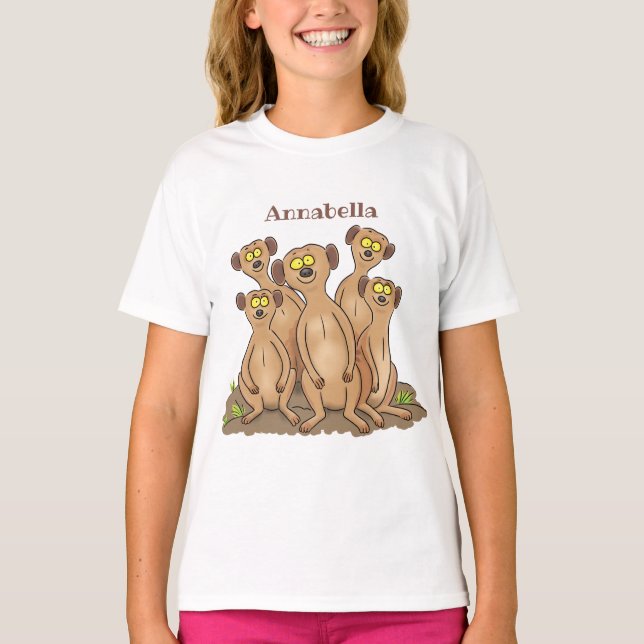 Funny meerkat family cartoon illustration T-Shirt (Front)