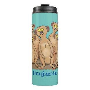 Funny meerkat family cartoon illustration thermal tumbler