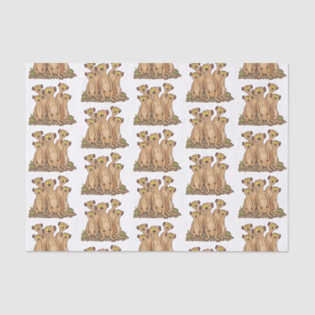 Funny meerkat family cartoon illustration tissue paper (Front)