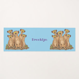 Funny meerkat family cartoon illustration yoga mat