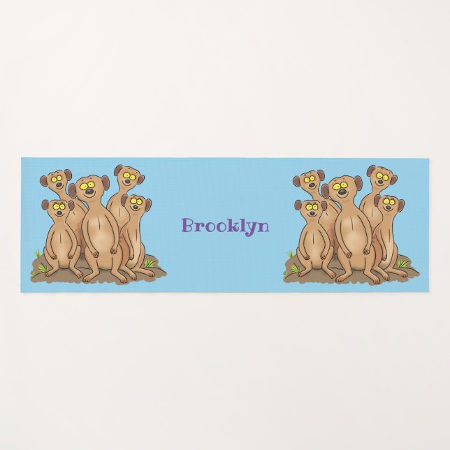 Funny meerkat family cartoon illustration yoga mat (Front (Horizontal))