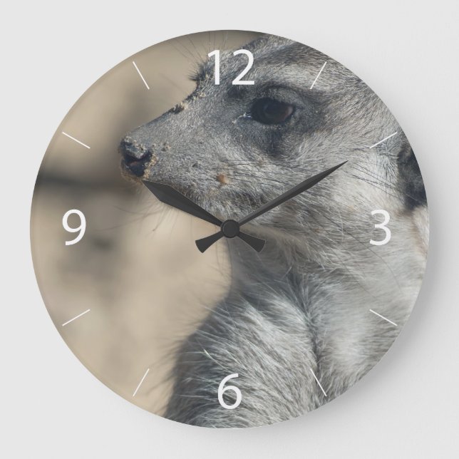 Funny Meerkat Large Clock (Front)