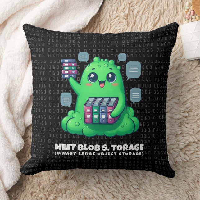 Funny Meet Blob S. Torage Binary Background Cushion (Blanket)