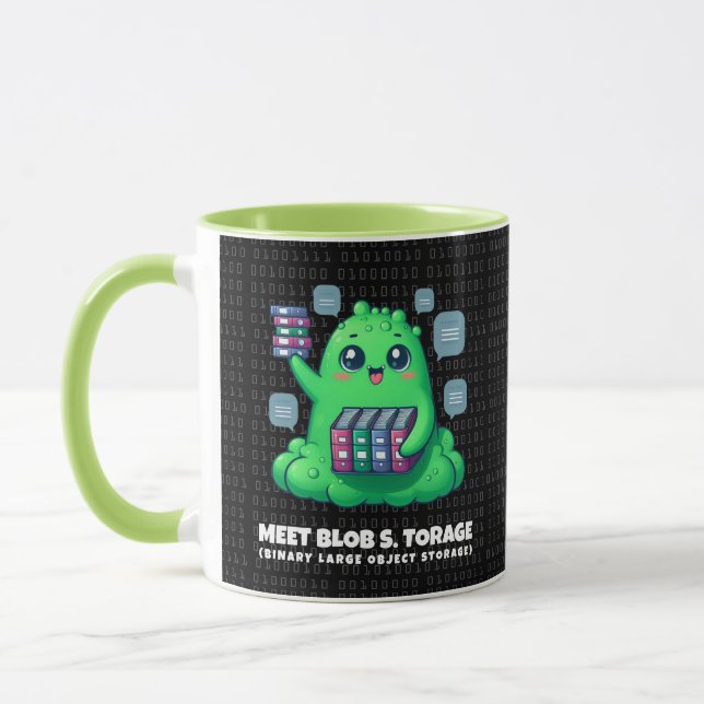 Funny Meet Blob S. Torage Binary Background Mug (Left)