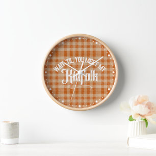 Funny Meet the Kinfolk Rustic Country Clock