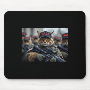 Funny Mega Cat With Rifle - Humourous Donald Trump Mouse Mat