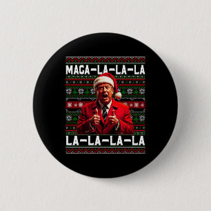 Funny Mega-la-la-la Trump Santa Hat Ugly Christmas 6 Cm Round Badge