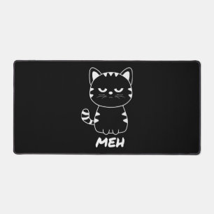 Funny Meh Cat for Cat Lovers Desk Mat