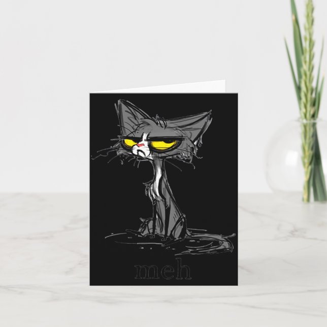 Funny Meh Cat Gift For Cat Lovers  Card (Front)