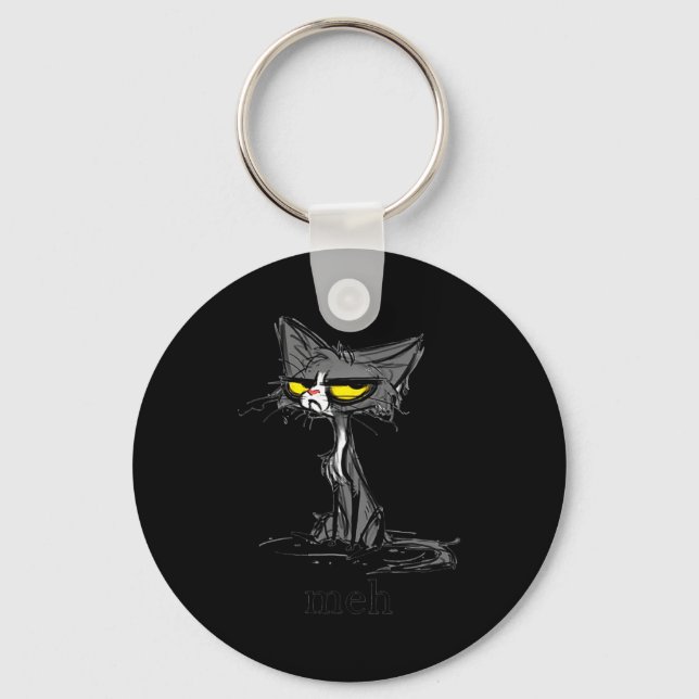 Funny Meh Cat Gift For Cat Lovers  Key Ring (Front)