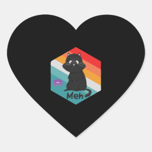 Funny Meh Cat Gift for Cat Lovers Kitten Lovers Heart Sticker