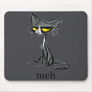 Funny Meh Cat Gift For Cat Lovers  Mouse Mat