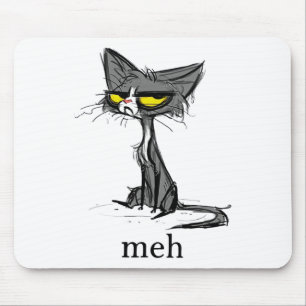 Funny Meh Cat Gift For Cat Lovers  Mouse Mat