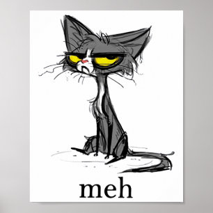 Funny Meh Cat Gift For Cat Lovers  Poster