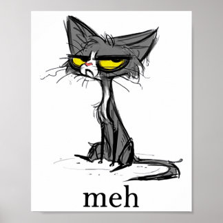 Funny Meh Cat Gift For Cat Lovers Poster
