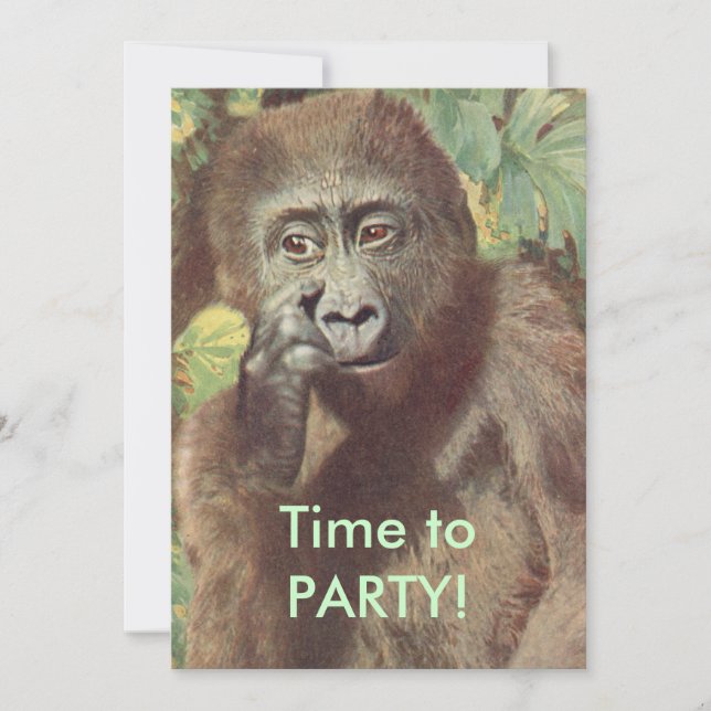 Funny Meh Gorilla Party Invitations (Front)
