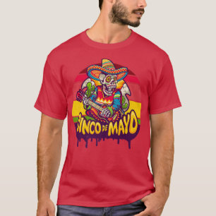 Funny Meican Skeleton With Guitar Cinco De Mayo Vi T-Shirt