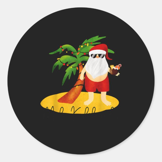 Funny Mele Kalikimaka Aloha Christmas Hawaiian San Classic Round Sticker (Front)