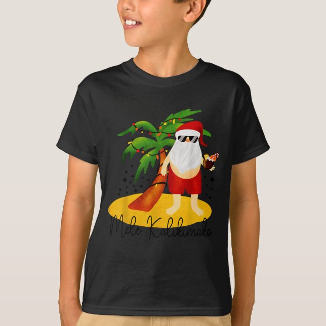 Funny Mele Kalikimaka Aloha Christmas Hawaiian San T-Shirt (Front)