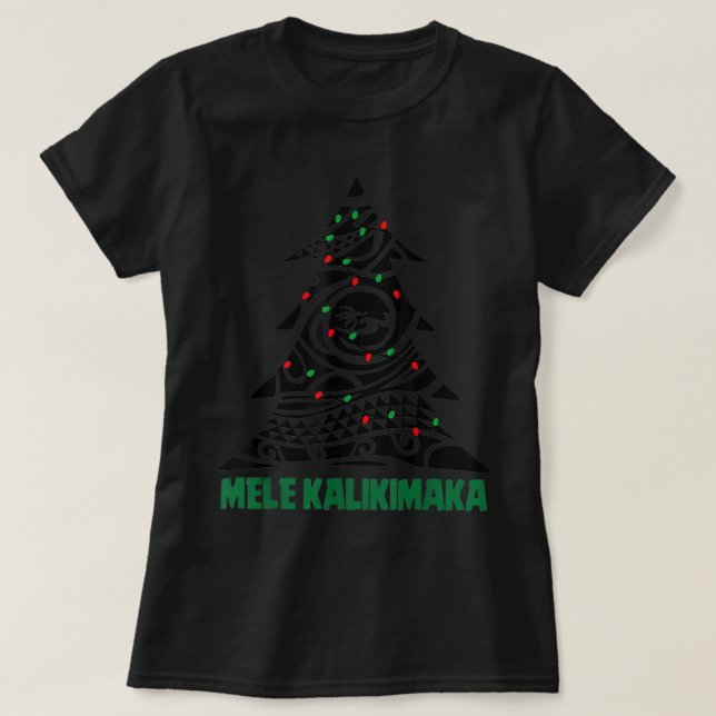 Funny Mele Kalikimaka Hawaii Xmas Tree Hawaiian Ch T-Shirt (Design Front)