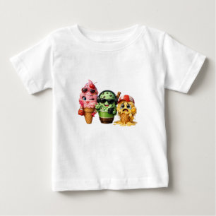 Funny Melting Ice Cream Squad Kawaii Character Art Baby T-Shirt