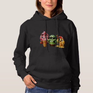 Funny Melting Ice Cream Squad Kawaii Character Art Hoodie