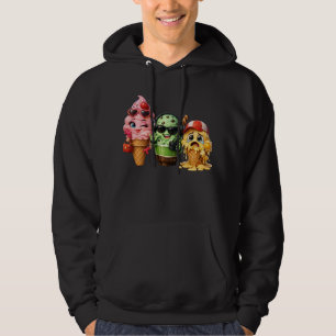 Funny Melting Ice Cream Squad Kawaii Character Art Hoodie