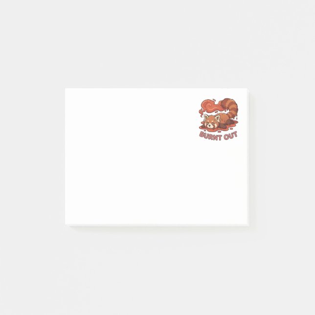 Funny Melting Red Panda Burnt Out Sticker | Cute  Post-it Notes (Front)