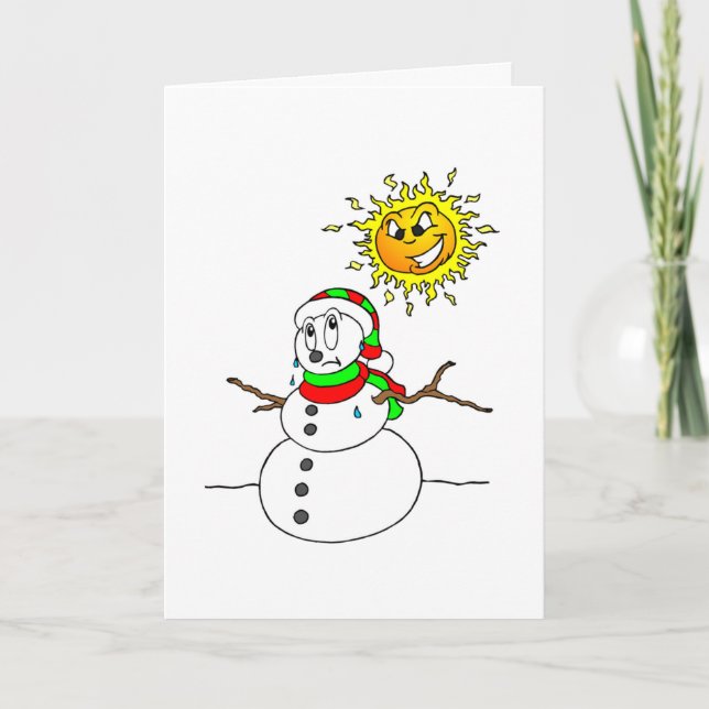 Funny Melting Snowman Christmas Joke Holidays Xmas Holiday Card (Front)
