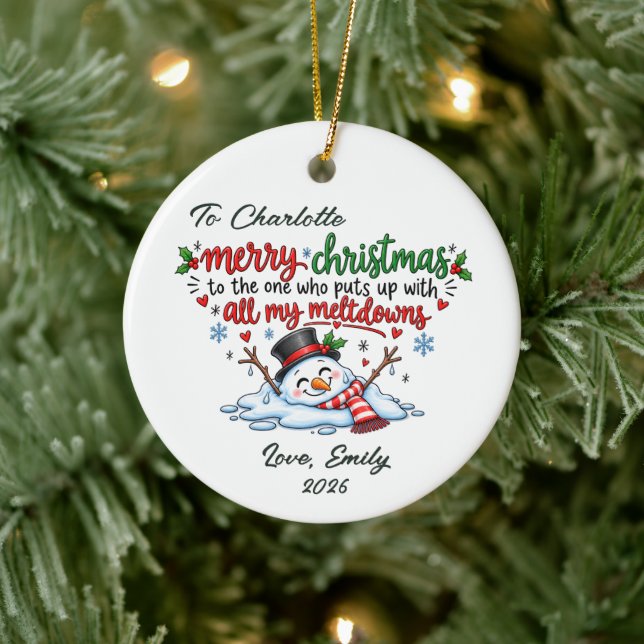 Funny Melting Snowman Christmas Ornament (Tree)