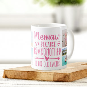 Funny Memaw Grandchildren Names & Photo Collage Coffee Mug