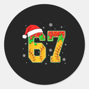 Funny Meme 67 Christmas Baseball Ice Cream Men Boy Classic Round Sticker