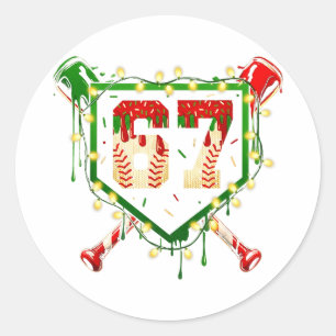 Funny Meme 67 Christmas Baseball Ice Cream Men Boy Classic Round Sticker