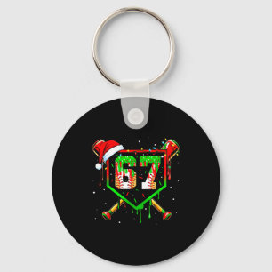 Funny Meme 67 Christmas Baseball Ice Cream Men Boy Key Ring