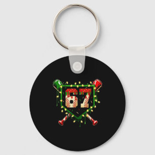 Funny Meme 67 Christmas Baseball Ice Cream Men Boy Key Ring