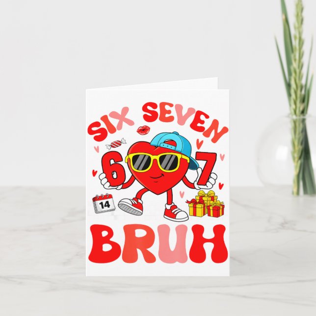 Funny Meme 67 Six Seven Bruh Valentine Heart Toddl Card (Front)