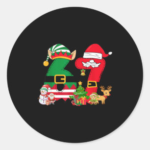Funny Meme 6 7 Christmas 67 Santa Elf Kids Boy Gir Classic Round Sticker