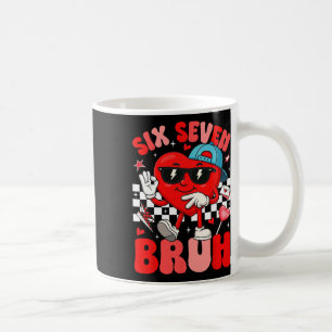 Funny Meme 6 7 Six Seven Bruh Valentine Heart Men Coffee Mug