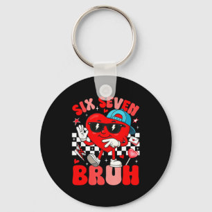 Funny Meme 6 7 Six Seven Bruh Valentine Heart Men Key Ring