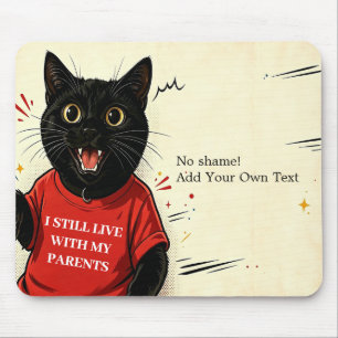 Funny Meme Black Cat No Shame Humour Desk Mouse Pa Mat
