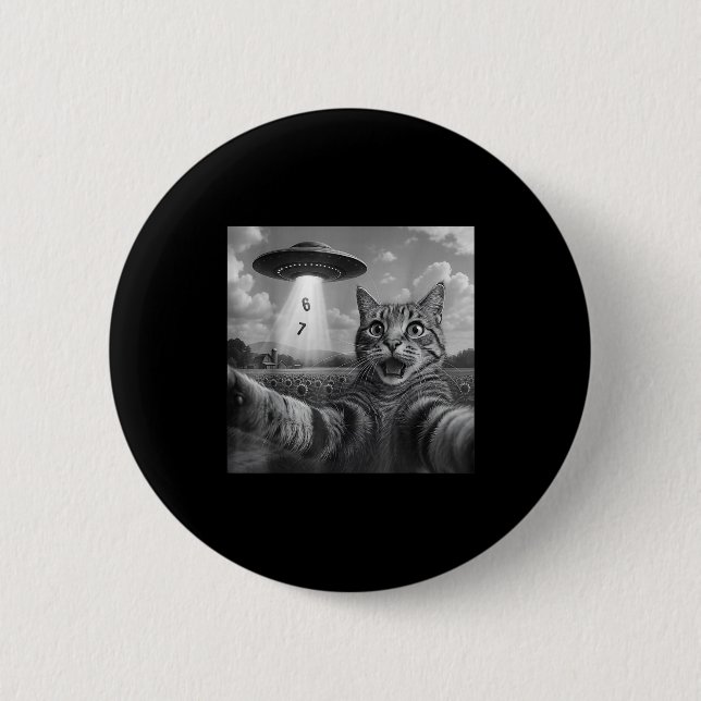 Funny Meme Cat Selfie Six Seven Retro Cat 67 Anima 6 Cm Round Badge (Front)