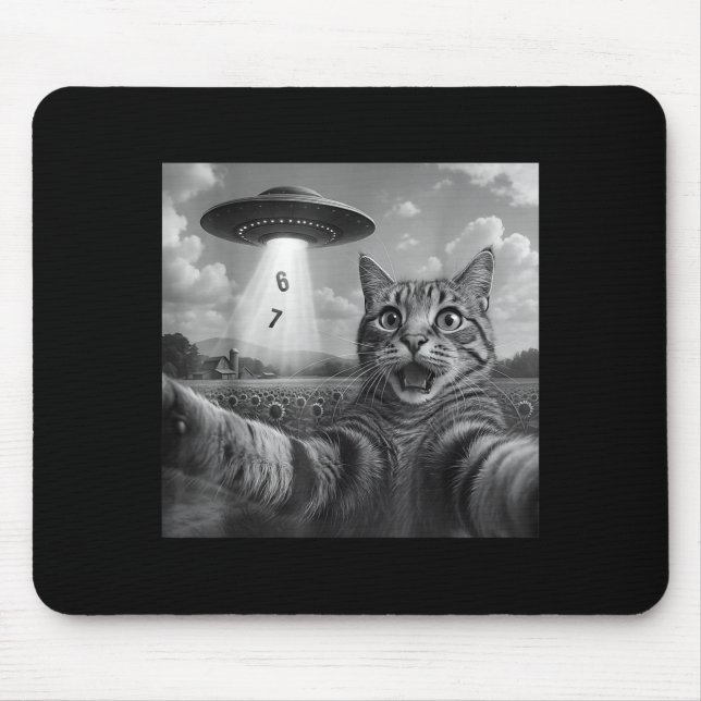 Funny Meme Cat Selfie Six Seven Retro Cat 67 Anima Mouse Mat (Front)