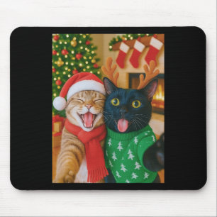 Funny Meme Cat Taking A Selfie Christmas Xmas Ligh Mouse Mat