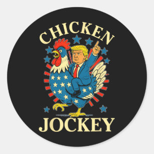 Funny Meme Chicken Jockey Classic Round Sticker
