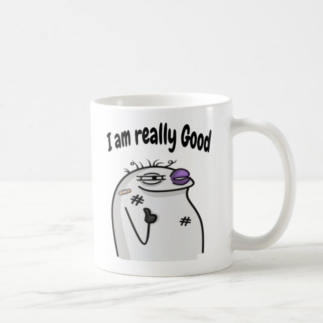 Funny Meme Coffee Mug - Cool Expression Sticker (Right)