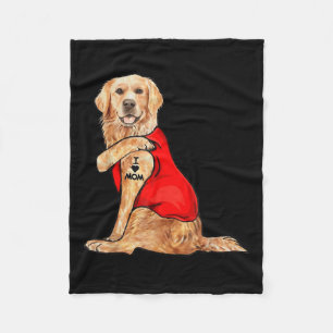 Funny Meme Cute Dog I Love Mum Tattoo Gift Mother Fleece Blanket