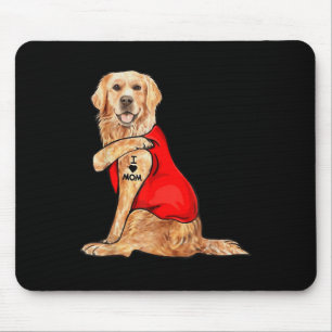 Funny Meme Cute Dog I Love Mum Tattoo Gift Mother Mouse Mat