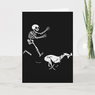 Funny Meme Ghound Running Skeleton Halloween  Card